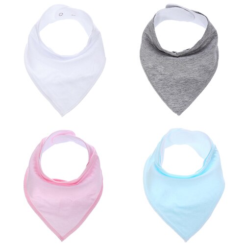 4- pack barnhaklapp för spädbarn 100%  absorberande bandana-haklapp i bomull med justerbara tryckknappar salivhandduk rapsduk: K0013