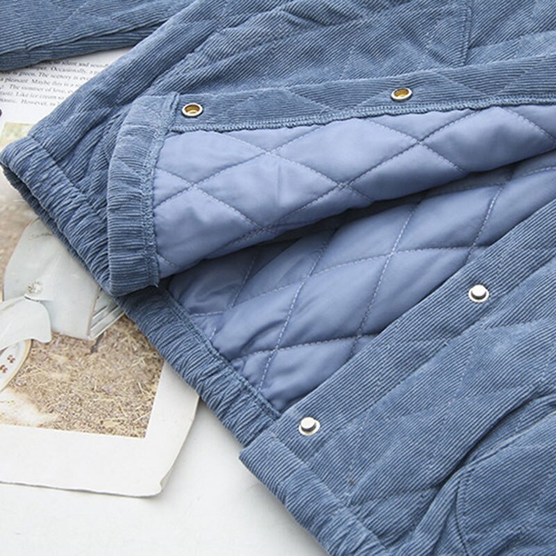 Vinterjackor för kvinna plus size enfärgad enkelknäppt manchester diagonal ficka dam jacka parka dam