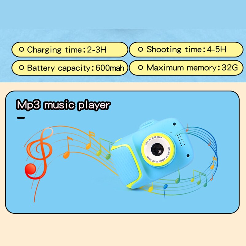 Kids Digital Camera - 20MP HD Video Photo - Waterproof Shockproof - LCD Screen - Rechargeable Battery