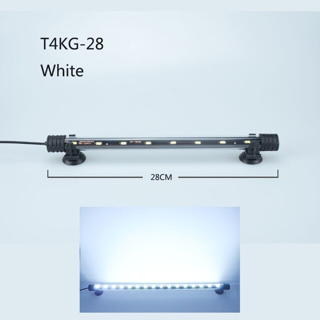 Luz LED impermeable para acuario, lámpara de pecera subacuática, decoración de acuarios, iluminación de plantas de 18-48CM, 220-240V, chip 5050: 28cm white