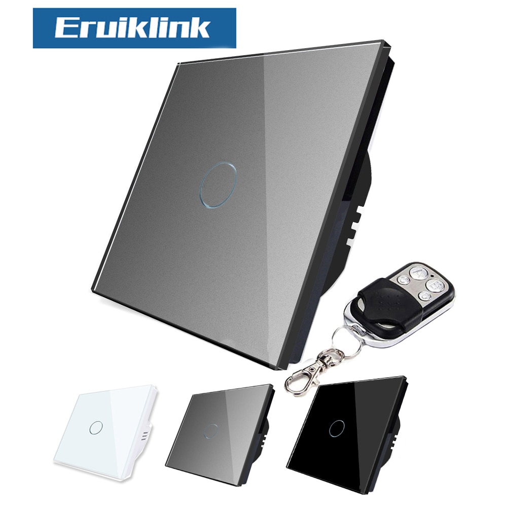 Eruiklink Luxury Wall Touch Sensor Switch EU/UK Standard Light Crystal Glass Touch Switch,Remote Control 1/2/3 Gang 1 Way Switch