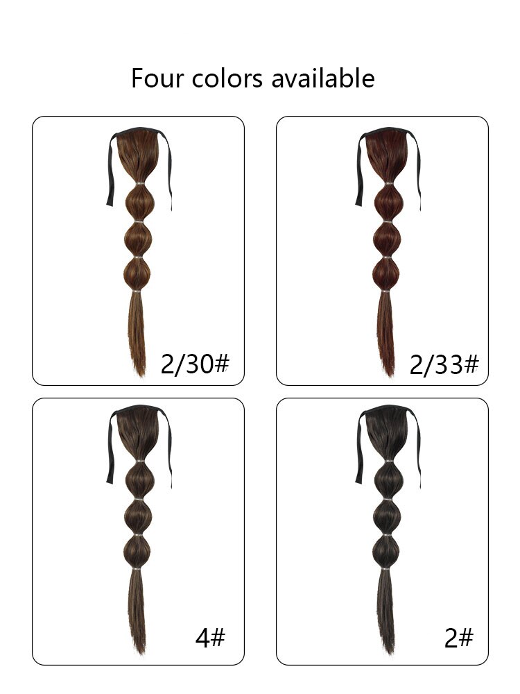 Talang Lange Rechte Bubble Paardenstaart Pruik Clip In Op Silky Synthetische Knot Extensions Staart Valse Haar