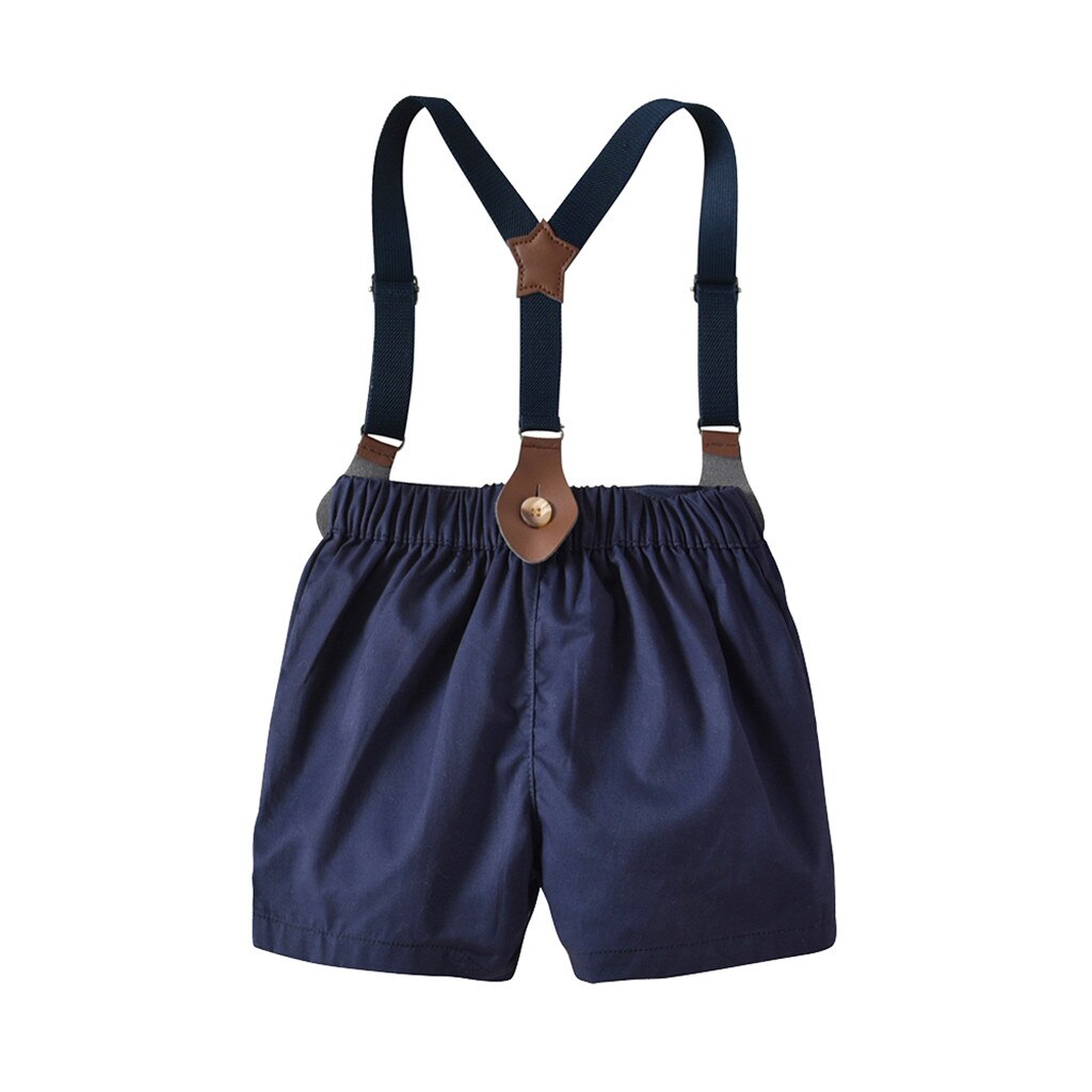 Baby Baby Jongens zomer Gentleman Strikje Romper + Shorts Overalls Outfits Kleding