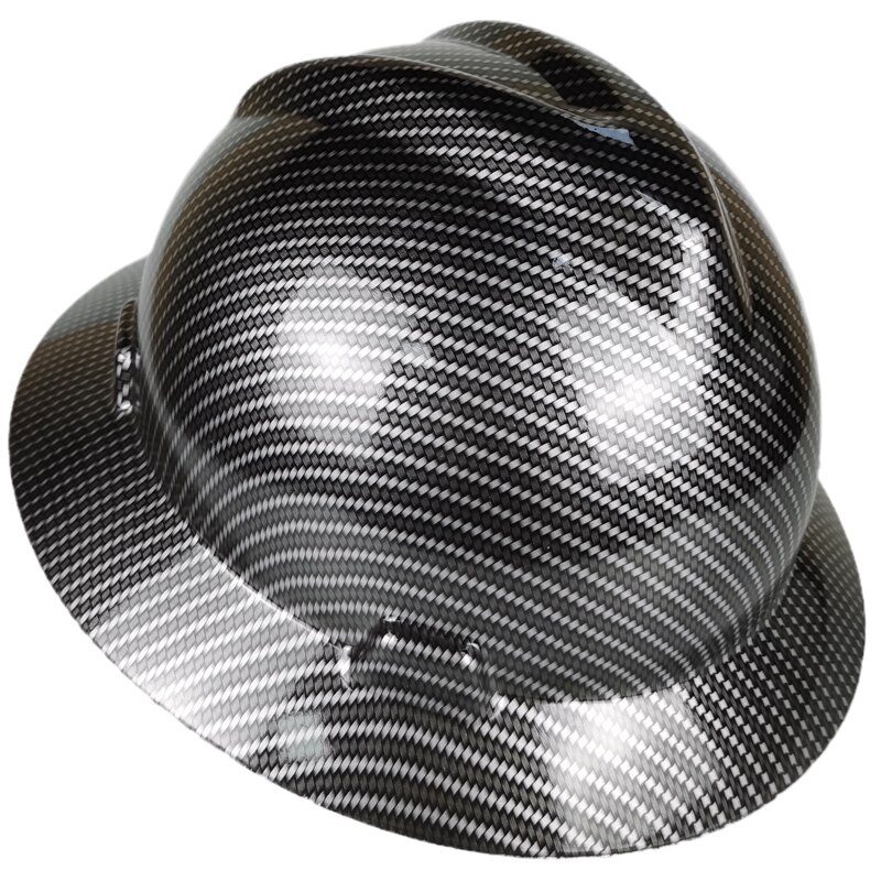 DARLINGWELL Full Brim Hard Hat Construction Safety Helmet Carbon Fiber Pattern Working Railway Metallurgy Mine Cap: Light Grey