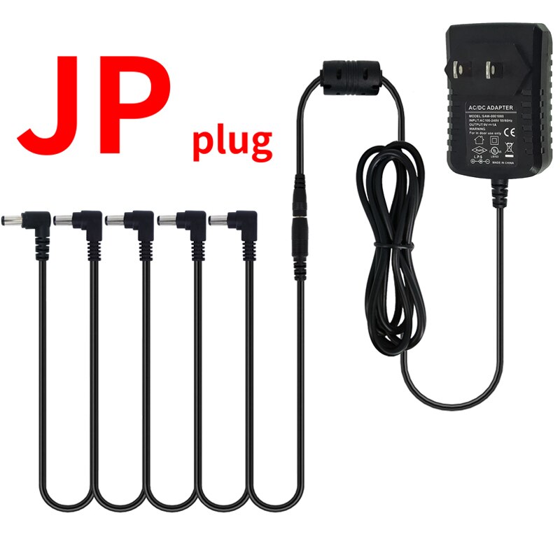 Guitar Effect Pedal Power Supply Adapter 9V DC 1A 5 Way Cables Daisy Chain: JP9V1A 1TO5