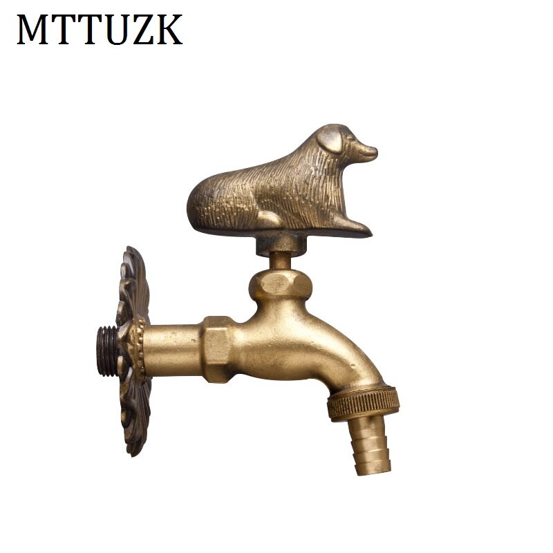 MTTUZK Outdoor Decorativ Garden Faucet Animal Shape Bibcock Antique Brass Dog Tap For Washing Mop/Garden Watering Animal Faucet