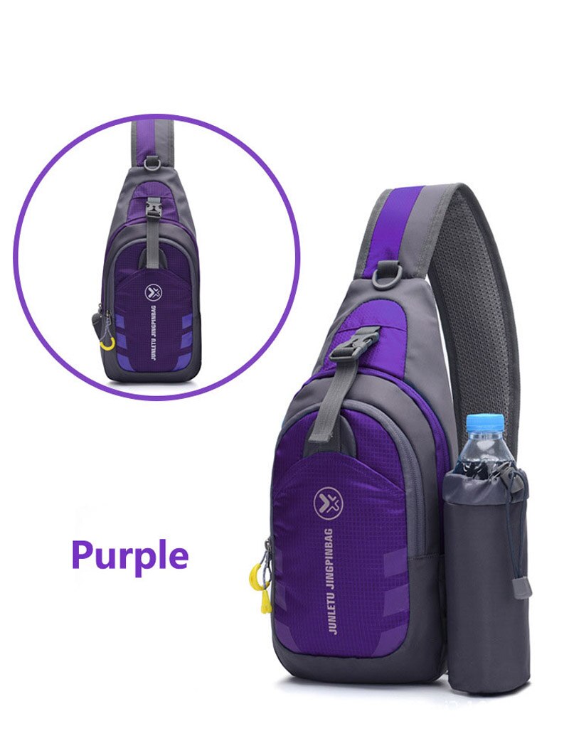 Unisex Heren Vrouwen Outdoor Sport Waterdichte Tas Wandelen Enkele Schouder Rugzak Rijden Fietsen Borst Pack Fitness Crossbody Tas: Purple