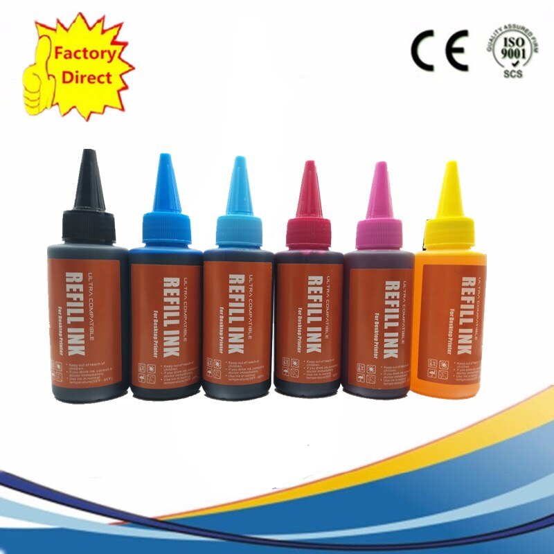 Di alta Qualità Universale Dye Ricarica Vestito di Inchiostro Della Stampante A Getto D'inchiostro: 1SET 6X100ML