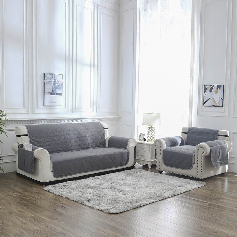 Gewatteerde bankhoes woonkamer waterdichte antislip bankhoes relaxfauteuil hoes opbergzak fauteuil meubelbeschermer 1/2/3- zits