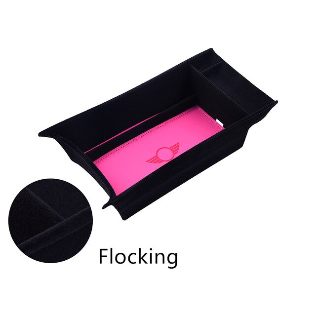 Accessoires de voiture console centrale intérieure accoudoir boîte article rangement pour MINI ONE Cooper S JCW F60 Countryman rangement: Flocking-Rose red