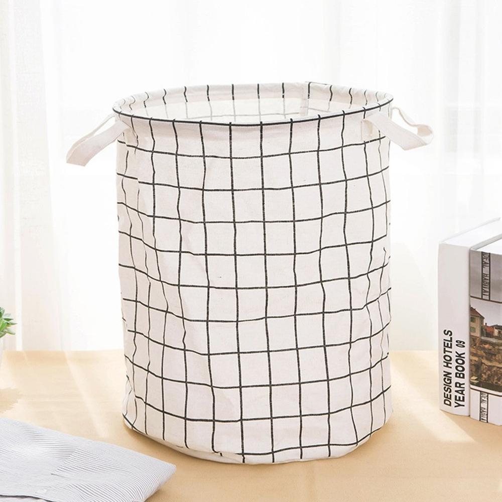 Folding Laundry Basket Cartoon Storage Barrel Standing Toys Clothing Storage Bucket Laundry Organizer Holder Pouch Household: White
