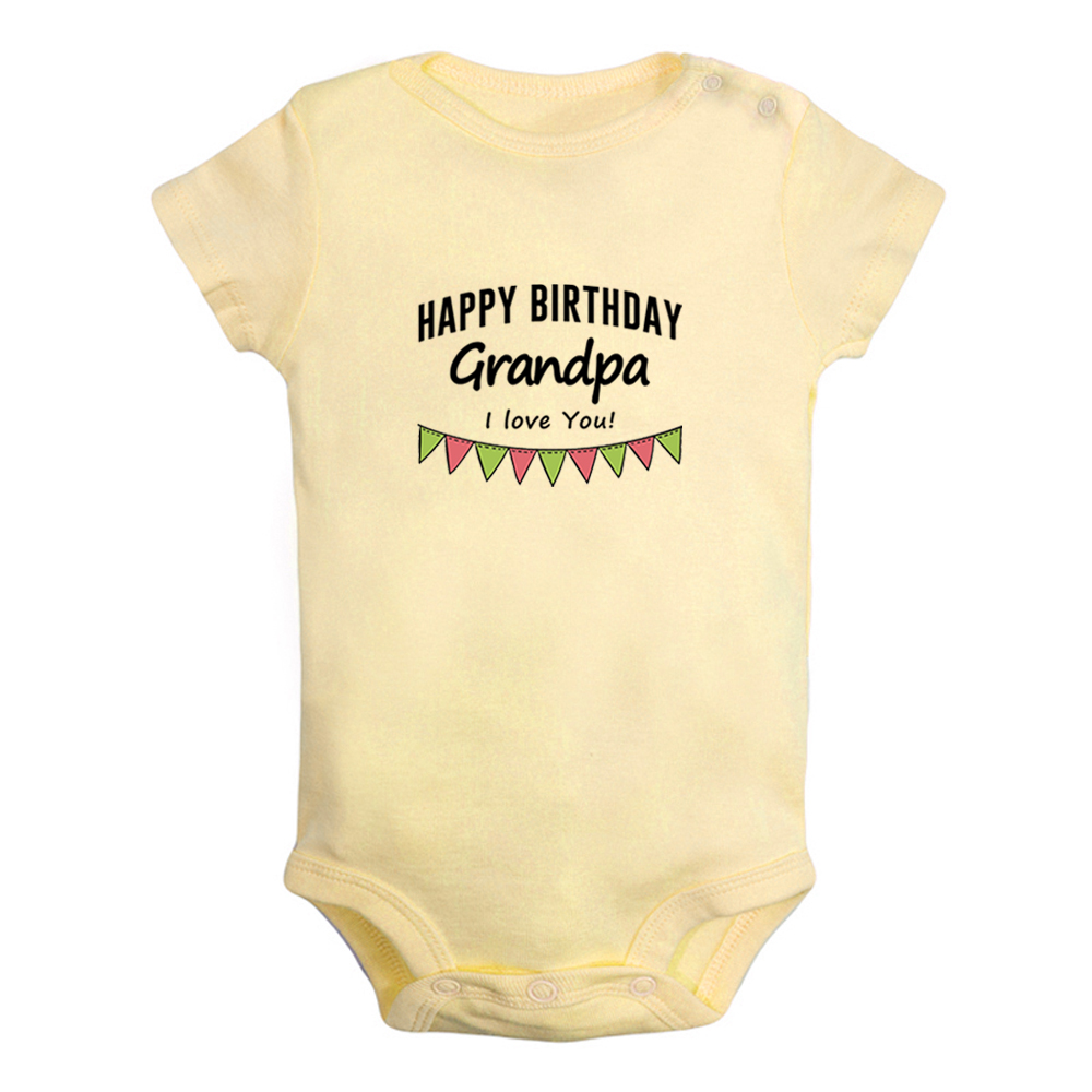 Feliz aniversário vovô eu te amo bebê meninos diversão macacão bebê meninas bonito bodysuit infantil mangas curtas macacão roupas macias: BabyY8250D / 0-6M
