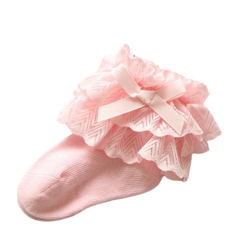 Frühling Sommer Gittergewebe Bowknote Baby Mädchen Socke Kleinkind Kleinkind Boden Socken freundlicher freundlicher Prinzessin Mädchen Socken