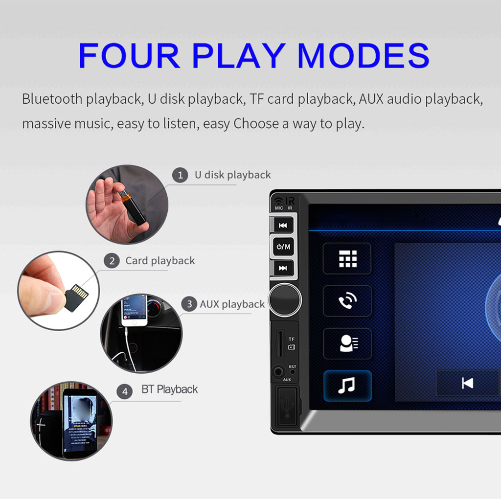 Car Mp5 Playler Hd Stereo 7005 7in 2din Car Mp5 Player Hd Stereo Fm Radio Screen Mp3 Aux Usb 2.0 Handfree #YL6