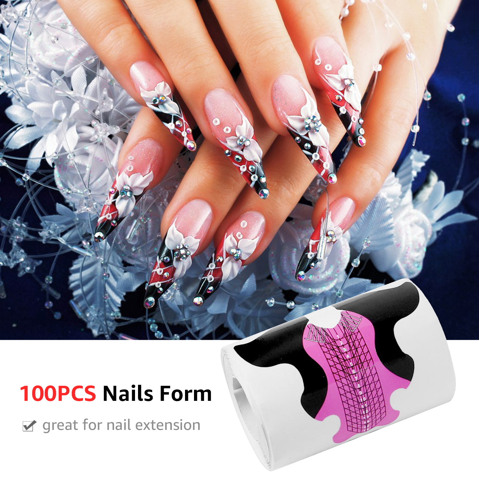100PCS Nails Form Nail Art Tips Guide Sticker Adhesive Dustproof Nail Form Extension Paper Nail Tool