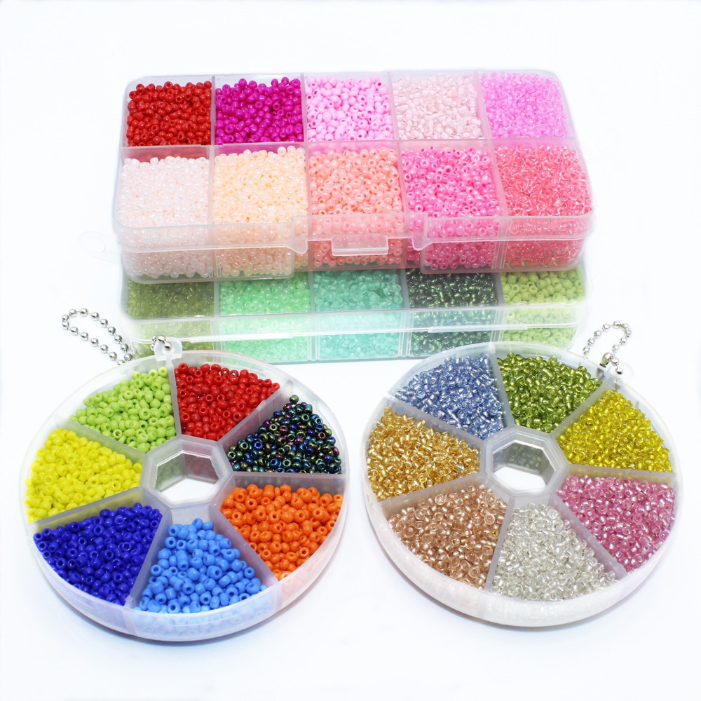 2mm Mixed Box Set Czech Glass Seed Spacer Beads Charm Rondelle Loose Beads for DIY Bracelet Necklace Jewelry Making