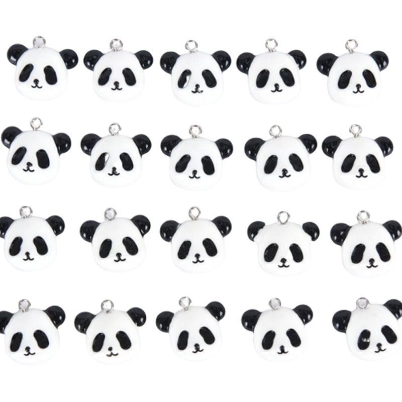20 stücke Emails Cartoon Panda Charms DIY Handgemachte Haar Armband Halskette Ohrring Schmuck Zubehör Anhänger Material