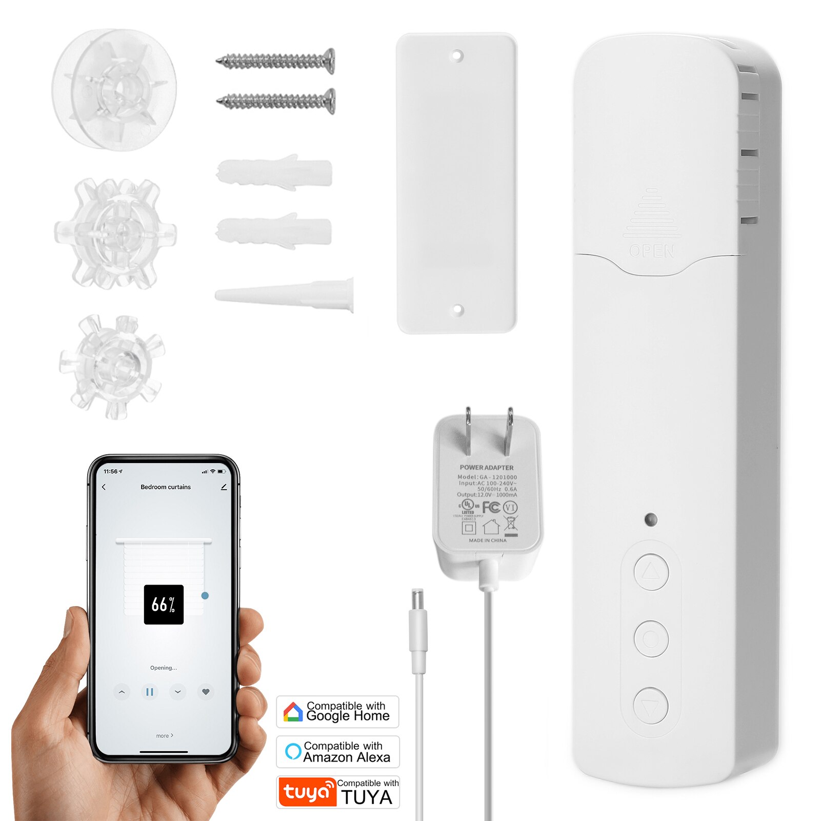 Tuya Wifi Gordijn Motor Intelligente Home Elektrische Gordijn Motoren App Controle Voice Control Rustig Met Alexa Google Thuis: US PLUG