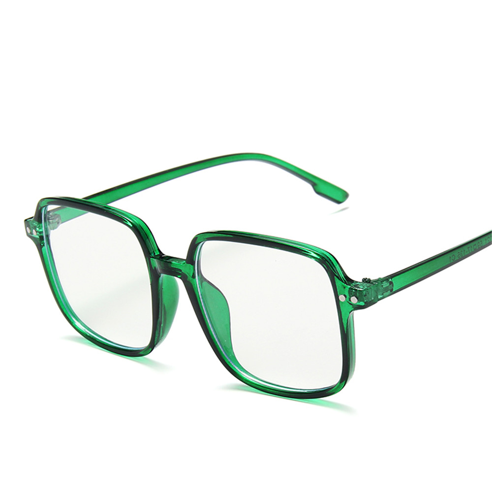 Børn anti blå lys briller børn vintage store firkantede computer briller piger drenge gennemsigtige grønne briller: Klar grøn