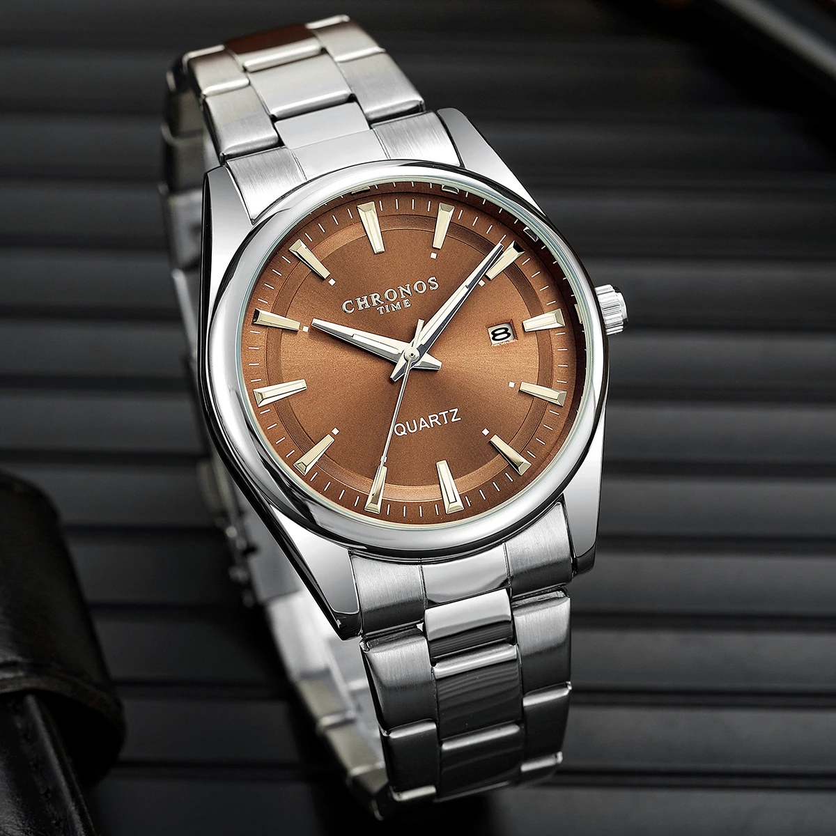 CHRONOS Luxe Quartz Horloge voor Mannen Waterdicht Datum Lichtgevende Horloge Roestvrij Staal heren Horloges Mannelijke Klok Sport Reloj