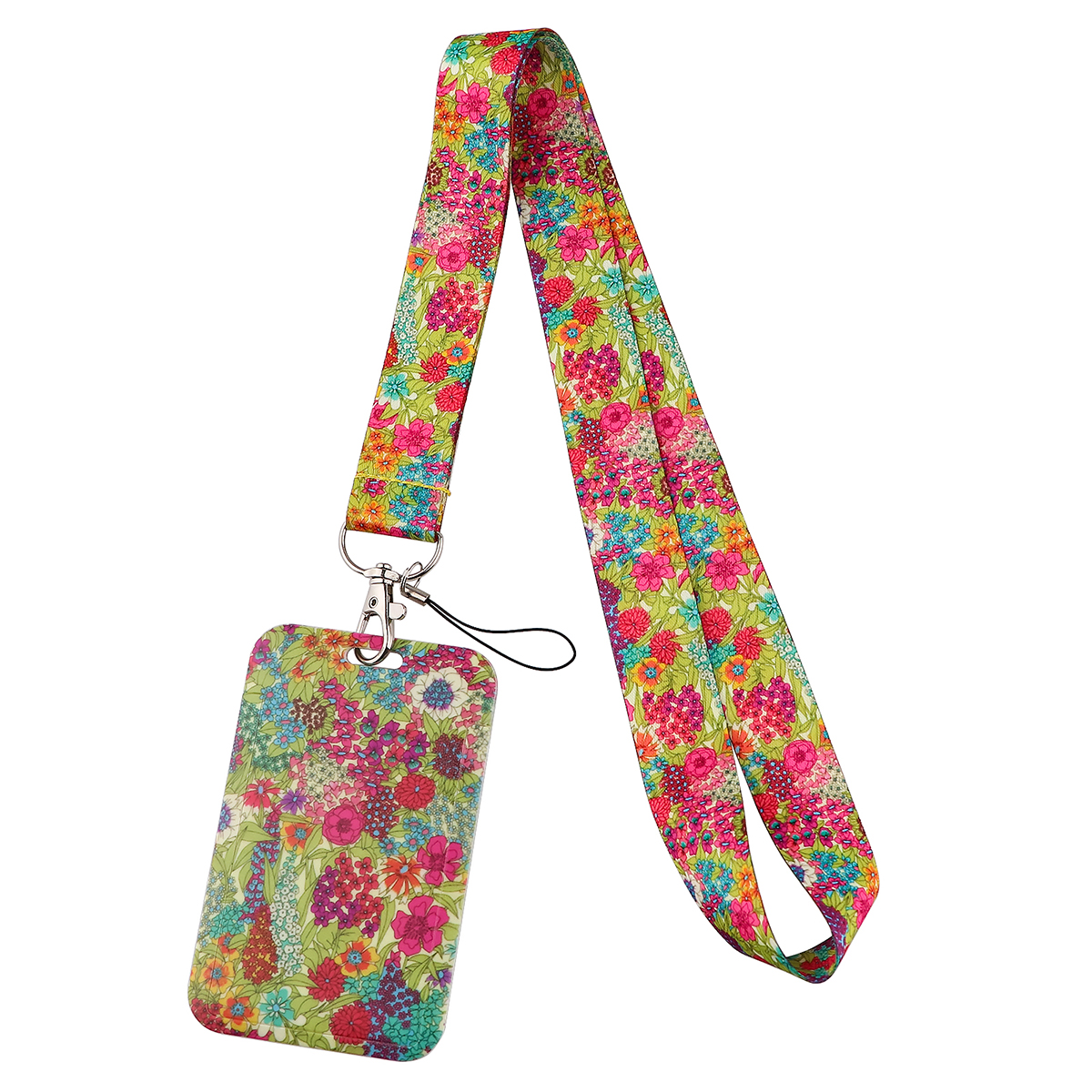 Flowers Series Bright Floral Lanyards Neck Strap Mobile Phone Rope Credit Card Cover Card Sleeve Accessories: Blue