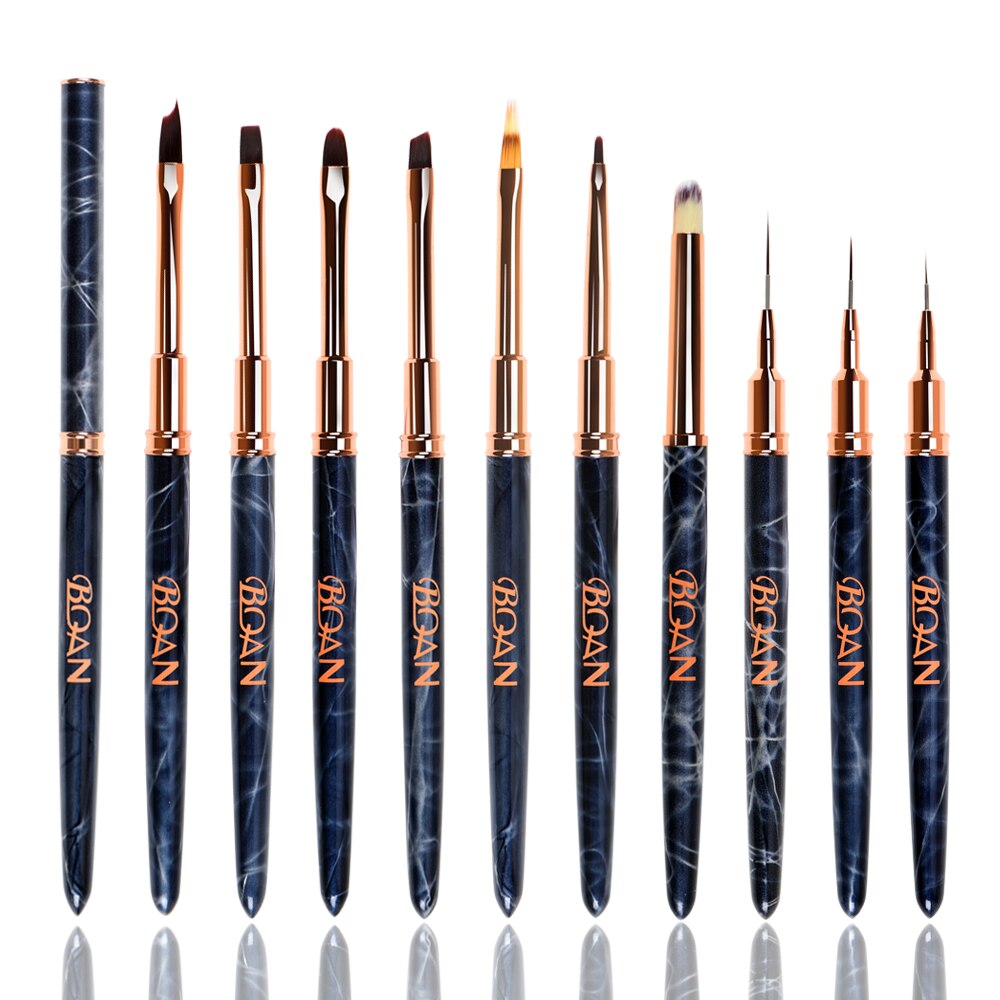 ANGNYA-pincel de mármol negro para uñas, cepillo de Gel UV para manicura, pluma de extensión de Gel acrílico, cepillo de dibujo y esmalte de uñas, 1 ud.