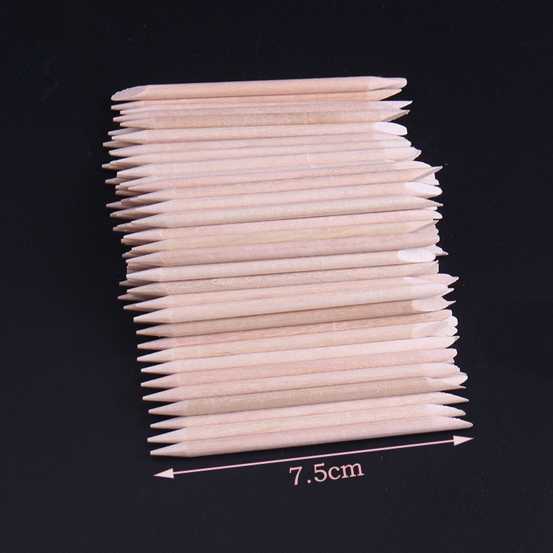 100 stuks houten nagelriemduwer, nagelriemverwijderaar, oranje houten stokjes voor het verwijderen van nagelriemen, manicureset, nagelriemgereedschap  t0716