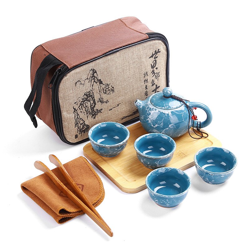 Tragbare Keramik Teegeschirr Set Chinesischen Kung Fu Tee-Set Teekanne Teegeschirr Mit Reisenden Tasche Teaset Gaiwan Tee Tassen Tee zeremonie: 02