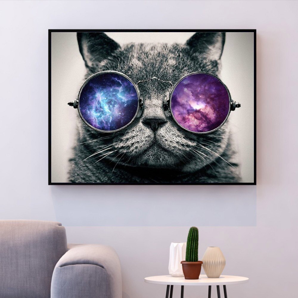 Huacan bilder etter nummer katt dyr tegning på lerret håndmalt kunst gjør-det-selv oljemaleri etter nummer sett hjemmedekorasjon