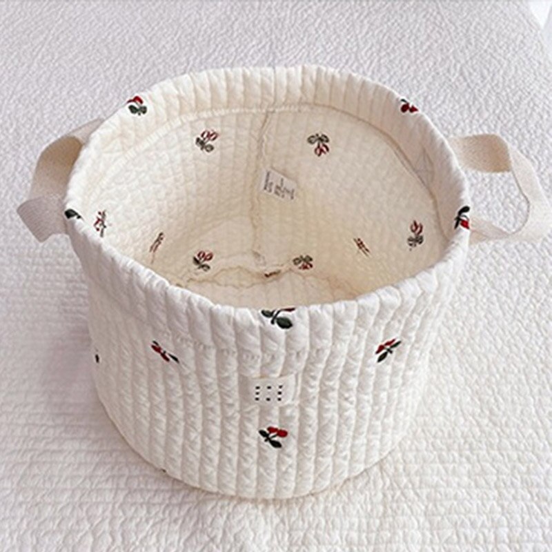 Sacs à couches brodés ours fleur pour bébé garçon fille -né sac à couches organisateur pour maman vêtements jouets sac de rangement panier: big cherry