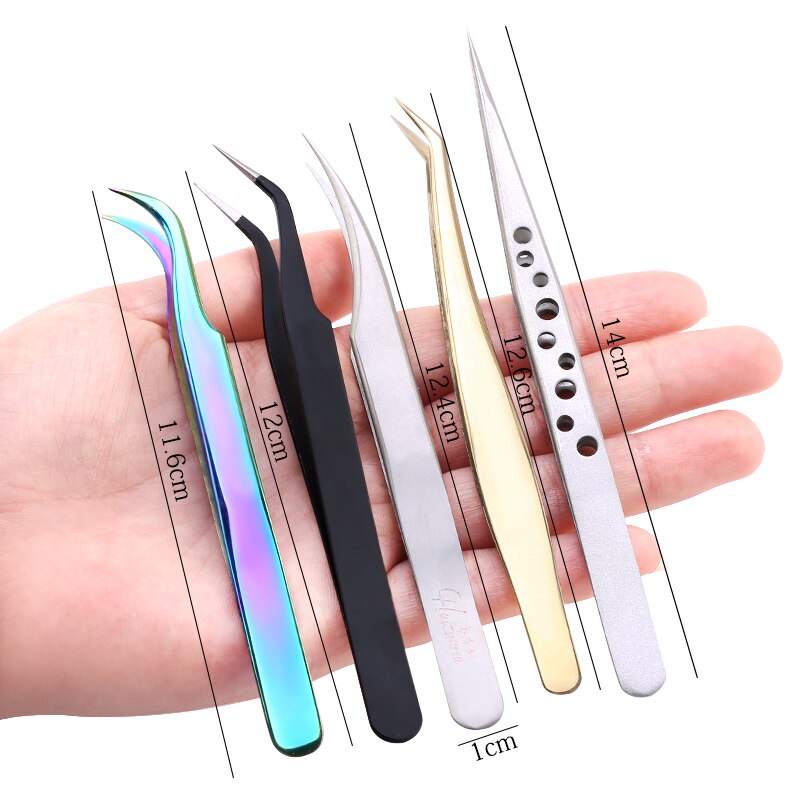 Nail Art Rhinestones Tweezers Stainless Steel Curved Straight Tweezer Nipper Picking Sequins Beads Stickers Nail Art Tool