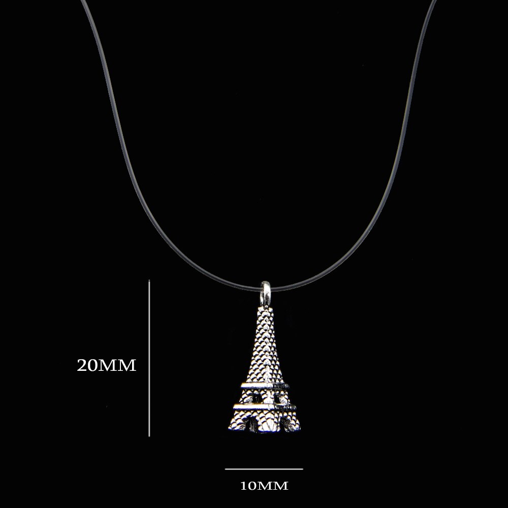 8 Color 6MM Pink White Red Zircon Chokers Necklaces Transparent Fishing Line Simple Pendant Necklace Jewelry For Women: Tower