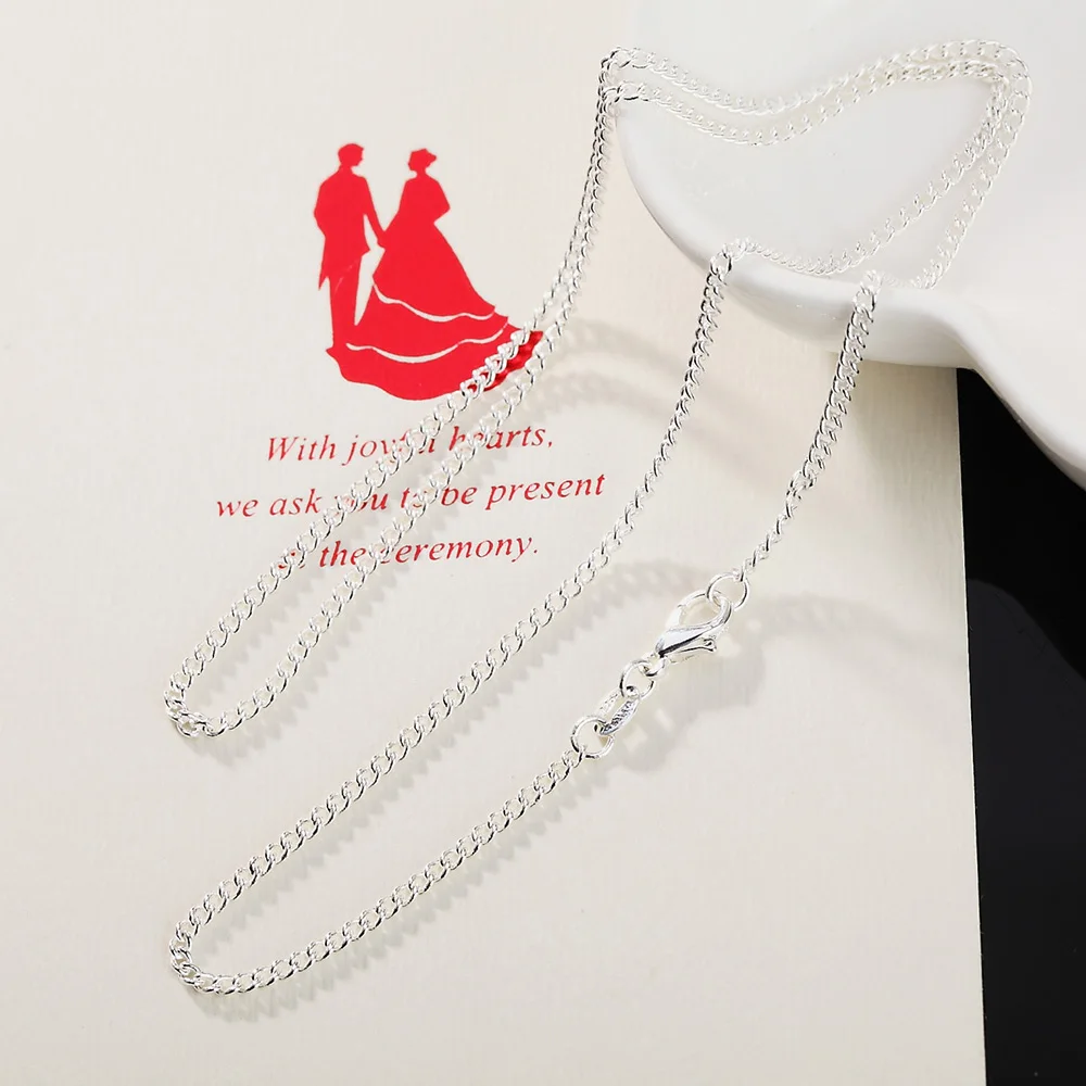 925 Sterling Zilveren Ketting 16/18/20/22/24/26/28/30 Inches 2 MM String Chain Voor Vrouwen Mannen Sieraden