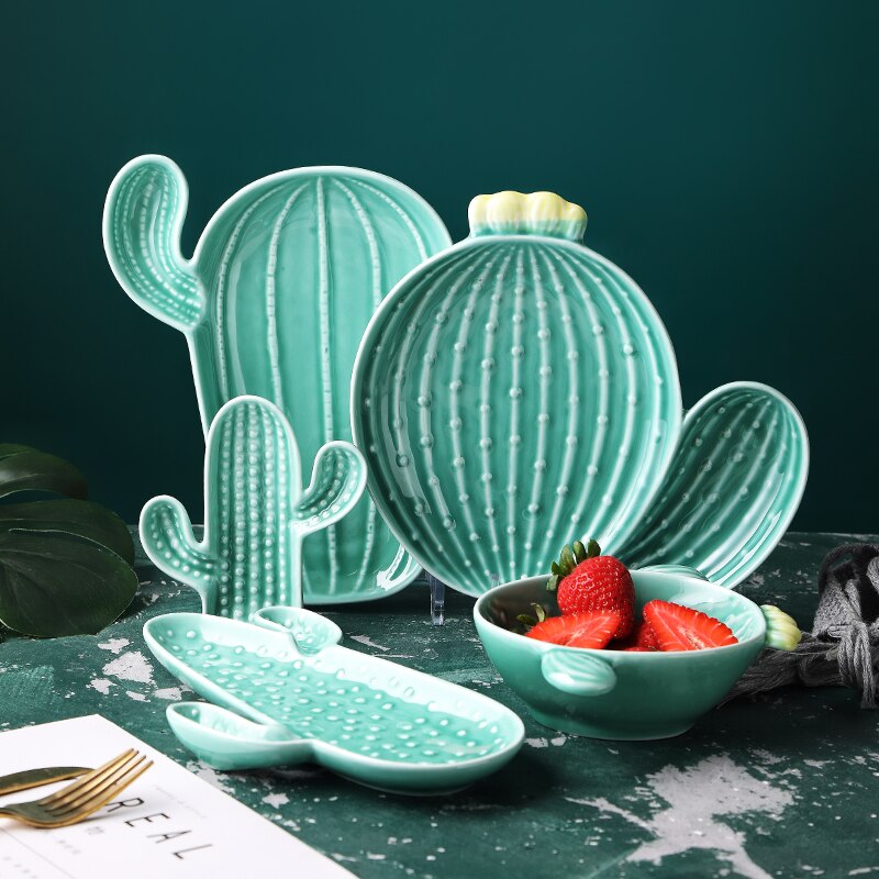 Platos de cocina variados, condimentos de cerámica, Cactus, inmersión, salsa, Bol para bocadillos, tazón, vajilla creativa, decoración del hogar, plato de fruta