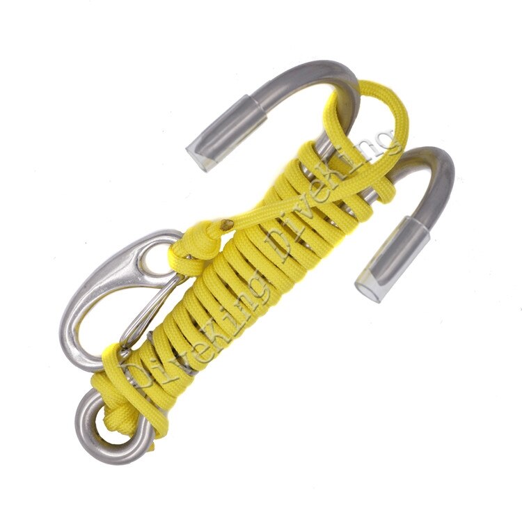 Scuba Diving Double Dual Stainless Steel Reef Drift Hook with Line and clips Hook for Current Dive Underwater: Yellow