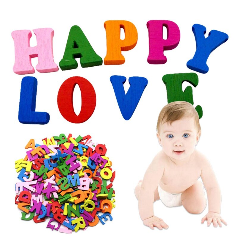 100pcs/pack Learning Wood Wooden Letter Alphabet Word Free Standing Scrapbooking Carft For Decoration Random