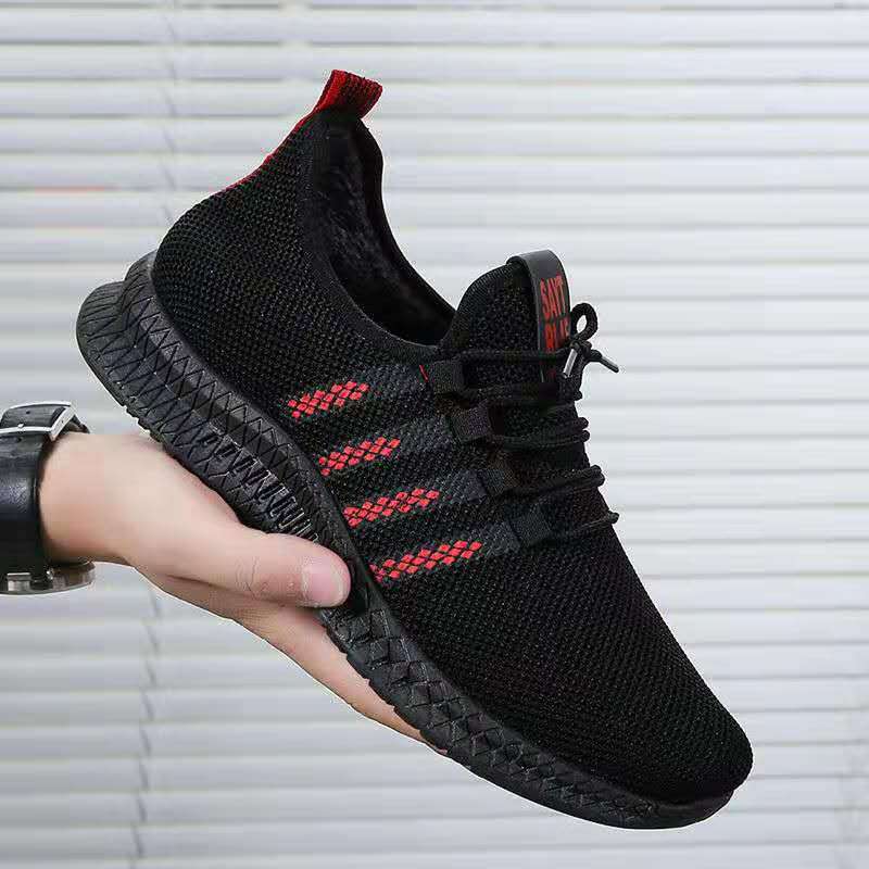 mesh menn joggesko fritidssko lac-opp herresko lettvektskomfortable pustende gå joggesko zapatillas hombre: Rød / 44