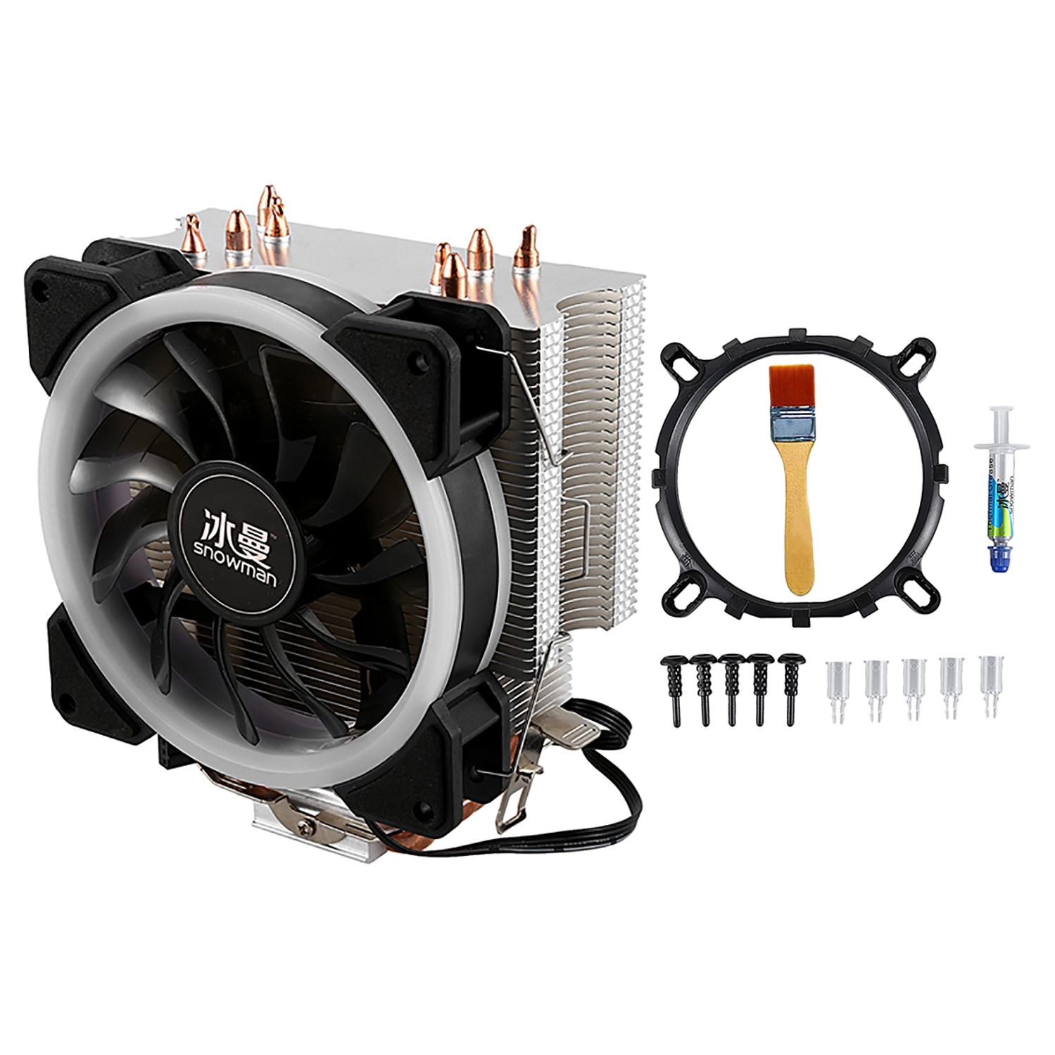 Sneeuwpop 4PIN Cpu Koelsysteem Direct Contact Cpu Cooler Master Heatpipes Freeze Tower Cpu Cooling Dubbele Ventilator Met Pwm 2 fans