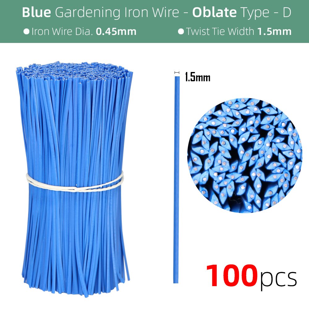 Câble torsadé de jardin en plastique, 10/12/15/20CM, cordon de Support de plante, de vigne grimpante, Ligature, fil d&#39;alimentation fixe multifonction: 12cm / Bluex100pcs