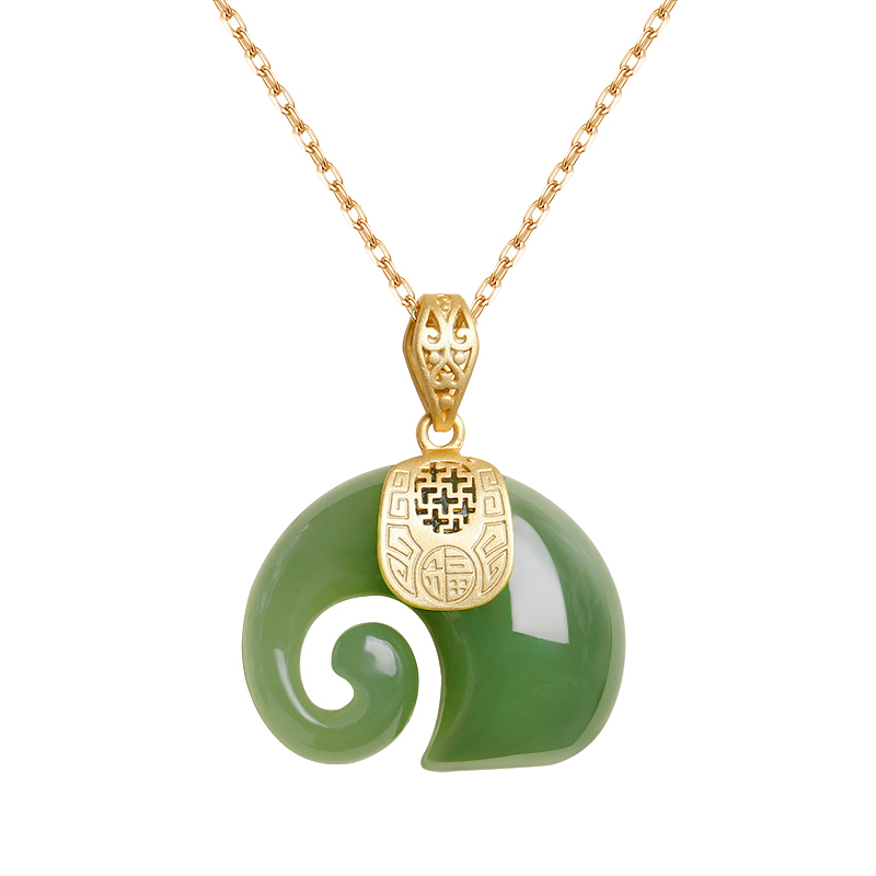 Pendentif éléphant en Jade Hetian blanc Vintage, chaîne plaquée or 18 carats, collier ras du cou en acier inoxydable et saphir, bijoux pour femmes: Couleur or jaune pâle