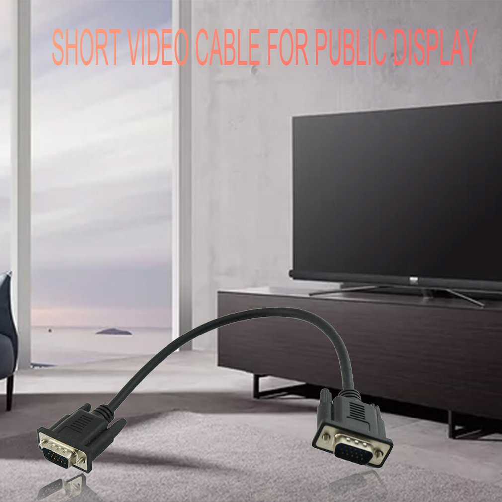 HD-15Pin VGA D-Sub DB15 Short Video Cable Cord Male to Male for Monitor 30cm