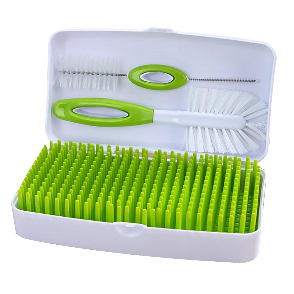 Bærbar folde plæne flaske rack tørrestativ børste flaske rengøring kit holdbar baby musik flaske holder
