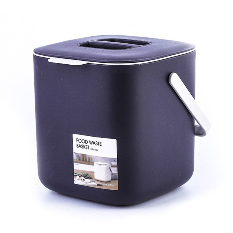 Portable 2 Tier Plastic Kitchen Waste Trash Can with Handle Compost Drainer Bin 37MF