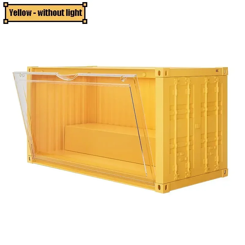 Conteneur jouets boîte de rangement lumières empilées Transparent Figure présentoir boîte aveugle Storag magnétique anti-poussière armoire avec LED: M / green