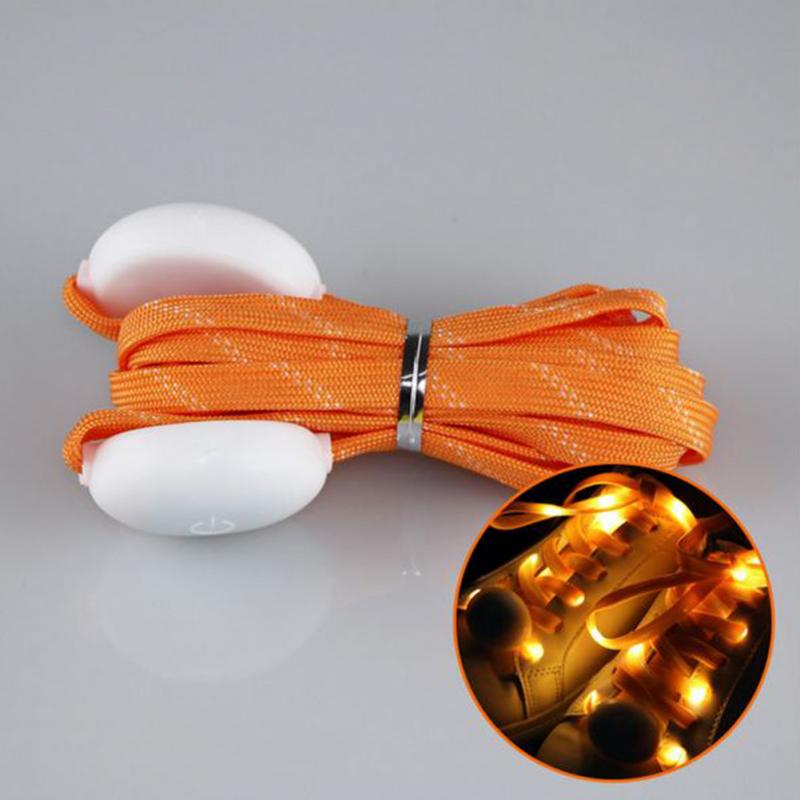 LED clignotant lacet multicolore lueur couleur changeante lacet nuit en cours d'exécution étanche Shoestrings 120 cm longueur: orange