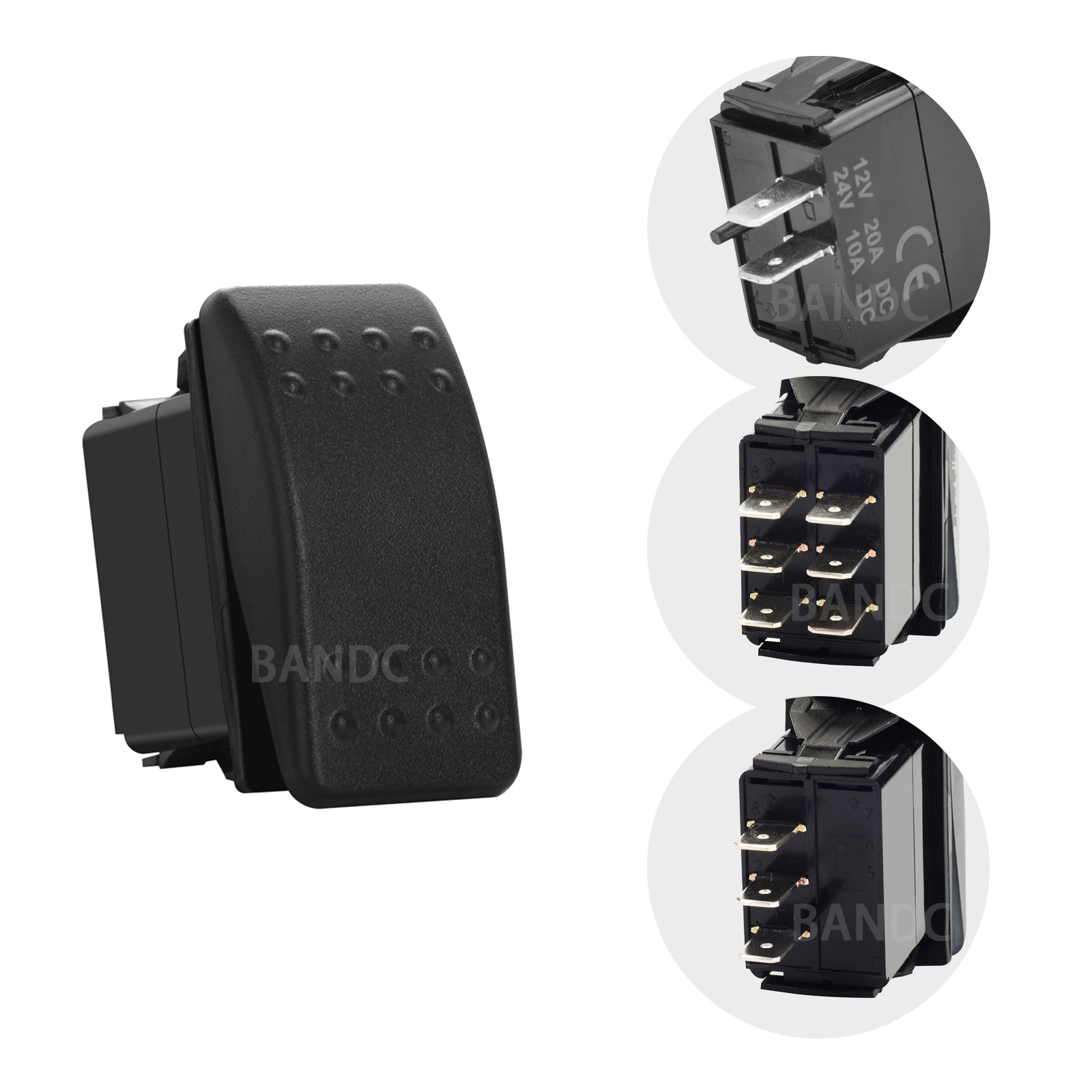 12/24V Marine Rocker Switch 2/3/6 Pin ON OFF ON Momentary Switch 3 Way Reverse Polarity Toggle Switch for Car Boat Dash Replace