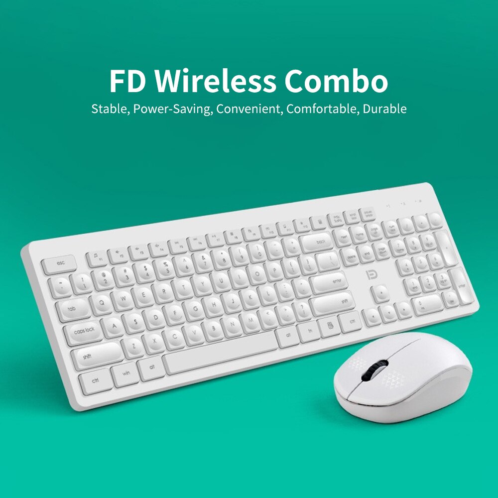 FD Wireless 1600DPI Keyboard &amp; Mouse Combo 2.4GHz Concave Button Set Smart Power-Saving Silent Clicks Slim Combo for Laptop