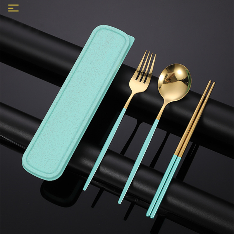 Stainless Steel Dinner Tableware Set Cutlery Knife Fork Spoon Dinnerware Set With Box Tools Travel Tableware Set