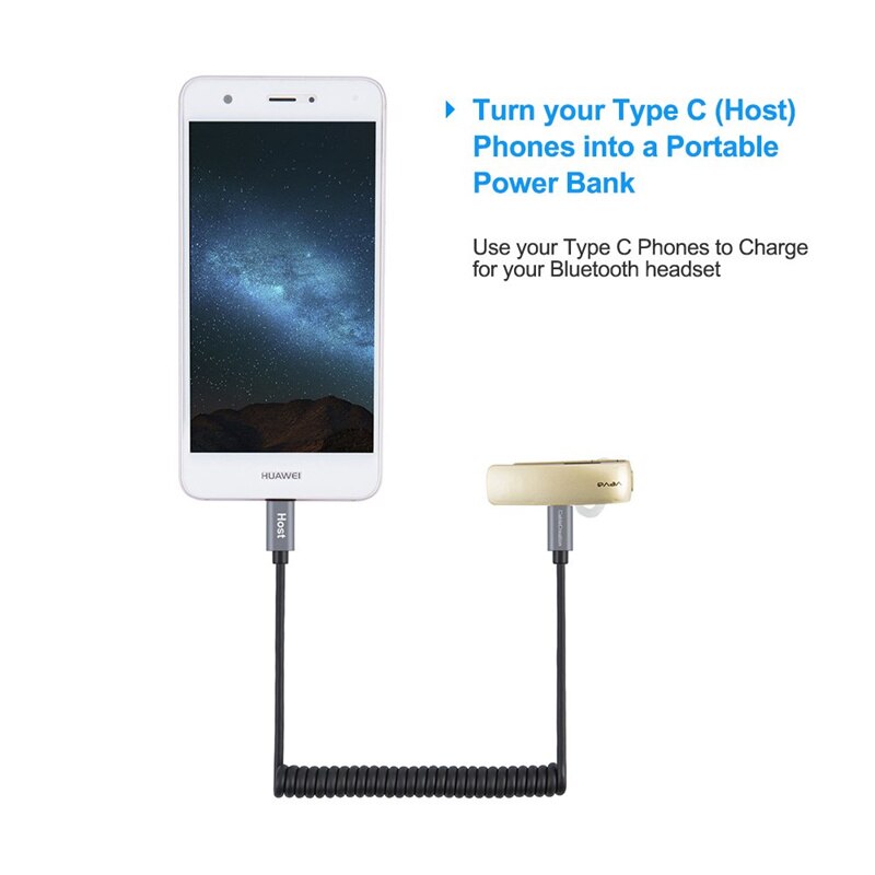 USB C naar Micro USB Kabel, Opgerolde USB Type C naar Micro B OTG Kabel, compatibel Pixel XL 2, Type C &amp; Micro-B Apparaten,