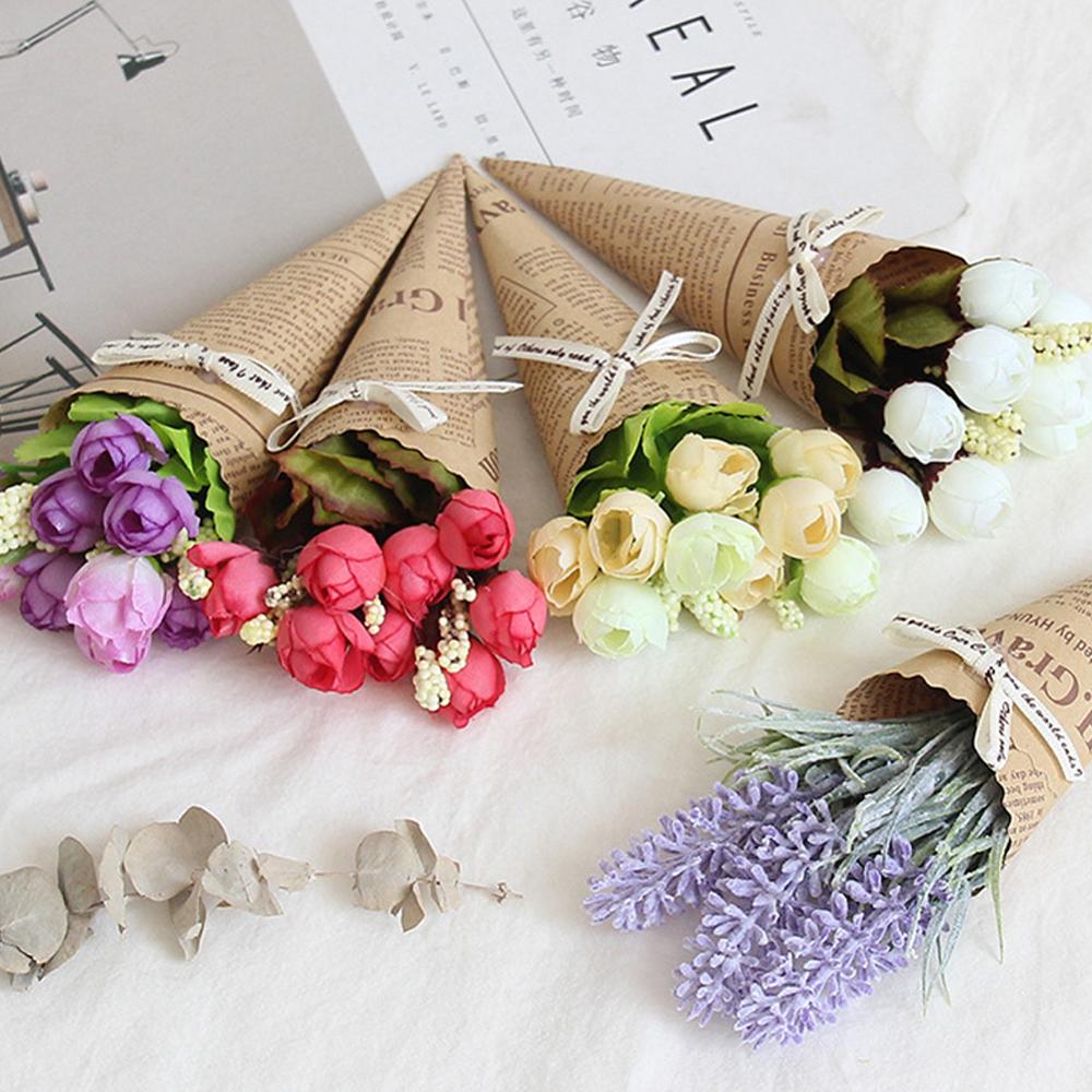 Kraft Paper Handmade Daisy Rose Flowers Artificial Simulation Flowers For Wedding Party Home Bouquet Decoration